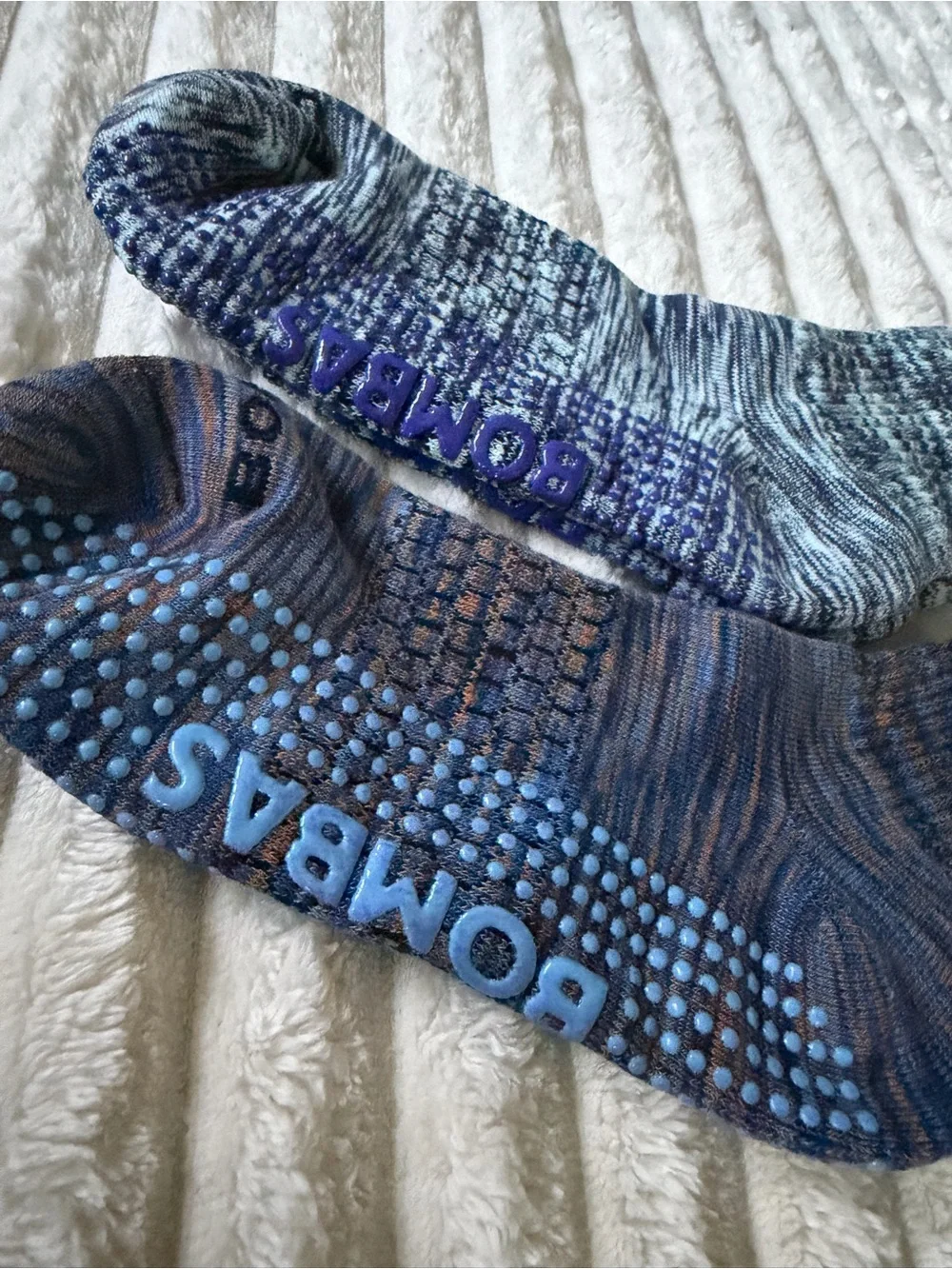 Bombas Marled Crew Socks in Blue & Gray Mix (Pair)